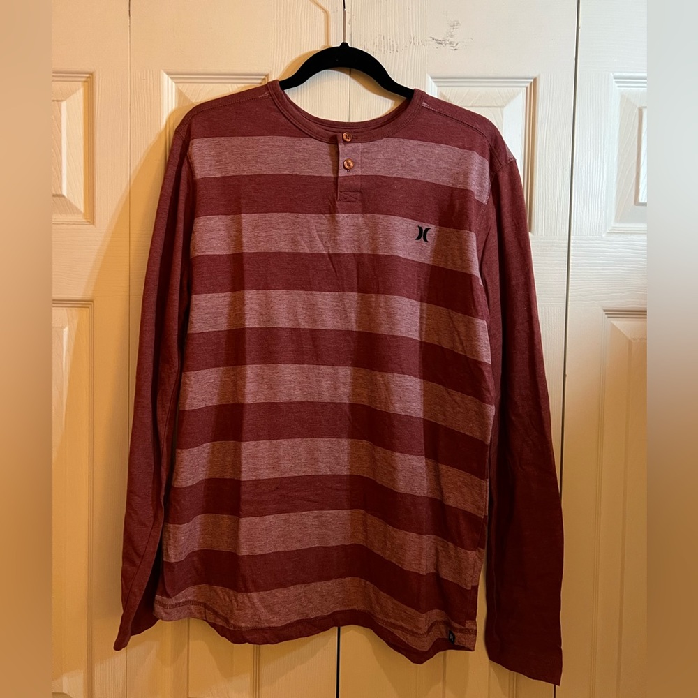 Hurley Red Striped Long Sleeve Shirt